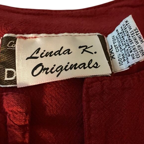 Vtg California Drawstrings Top Womens XXL Red Boho Lagenlook Boxy Artsy Cotton - Picture 11 of 13